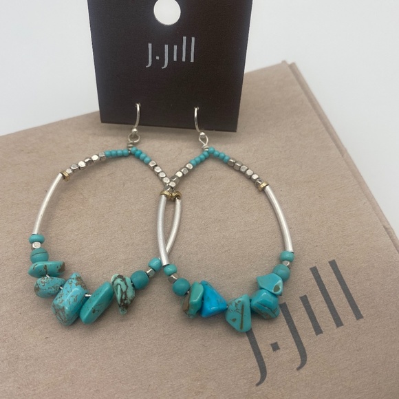 Turquoise Skies Beaded Frontal Hoops - Picture 4 of 6